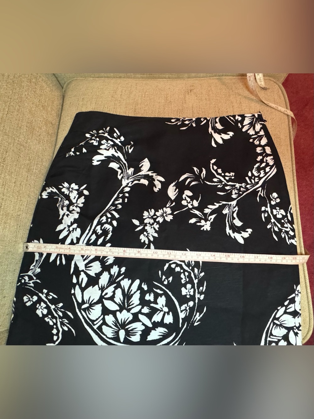 NWT LOFT Floral Paisley Ruched Linen Blend Midi Skirt - Picture 15 of 16